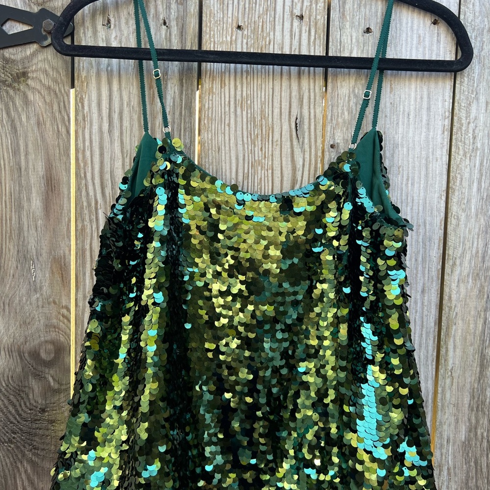 J CREW Collection Green Disco Sequin Tank Top Blouse Women’s Small NWT NEW - Picture 8 of 10
